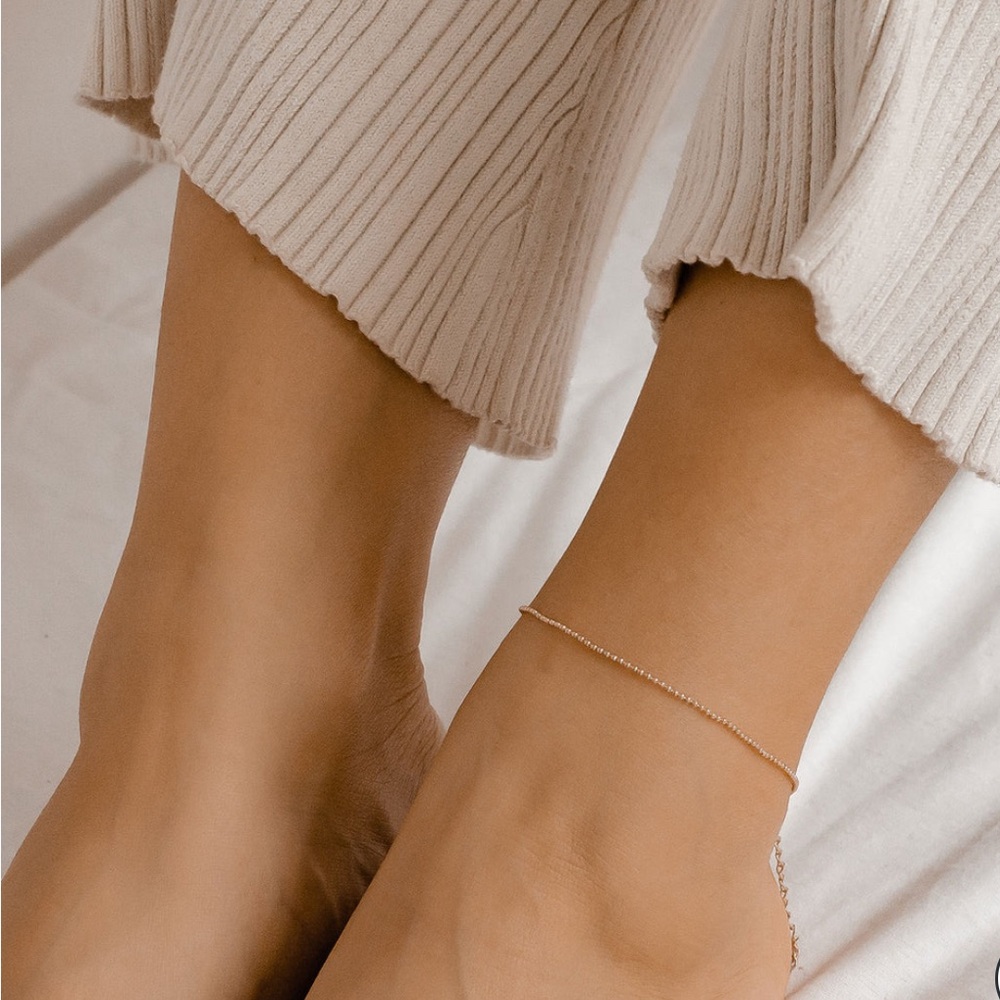 Authentic 14K Rose Gold Ball Chain Anklet - Picture 3 of 6